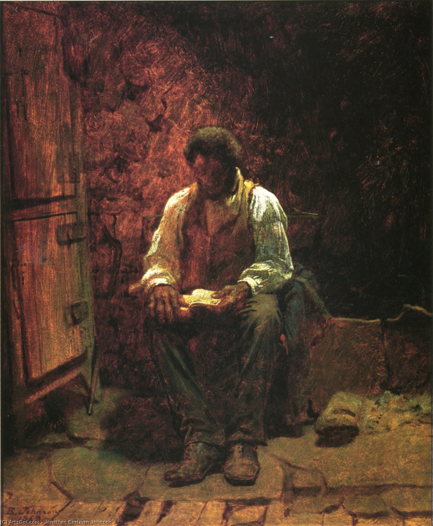 Wikioo.org - The Encyclopedia of Fine Arts - Painting, Artwork by Jonathan Eastman Johnson - The Chimney Corner