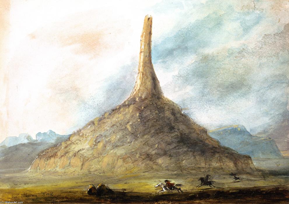 Wikioo.org - The Encyclopedia of Fine Arts - Painting, Artwork by Alfred Jacob Miller - Chimney Rock near Scott's Bluff