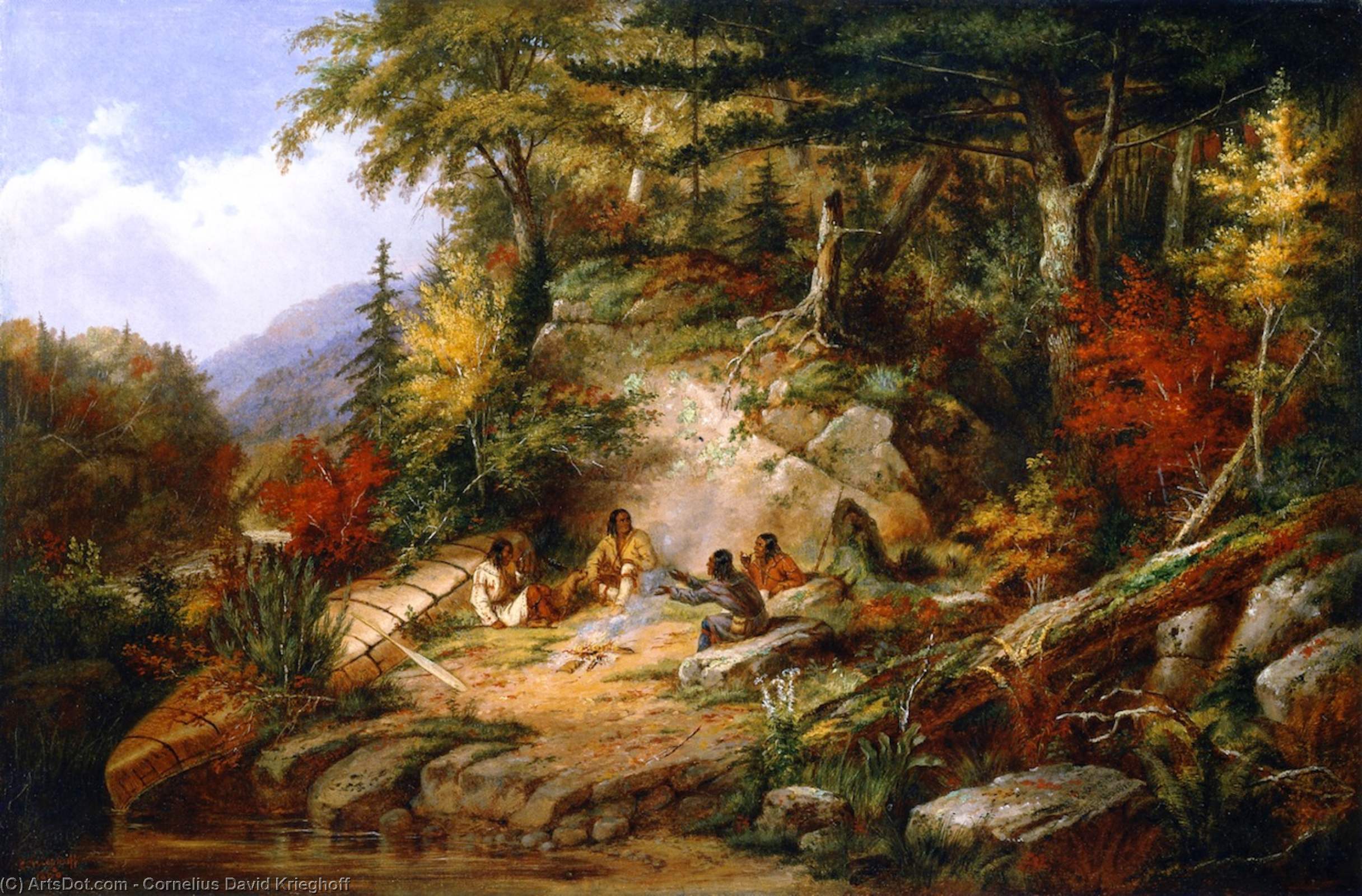 Wikioo.org - The Encyclopedia of Fine Arts - Painting, Artwork by Cornelius David Krieghoff - Chippewas on Lake Superior