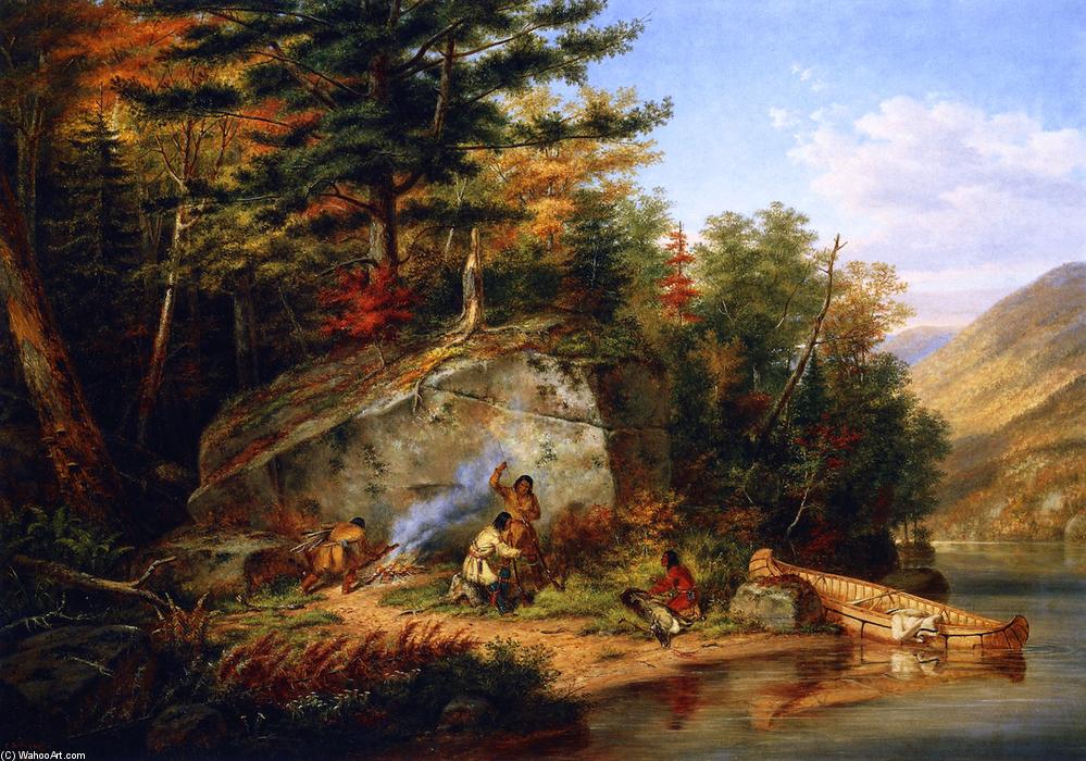 Wikioo.org - The Encyclopedia of Fine Arts - Painting, Artwork by Cornelius David Krieghoff - Chippewa Indians at Lake Huron