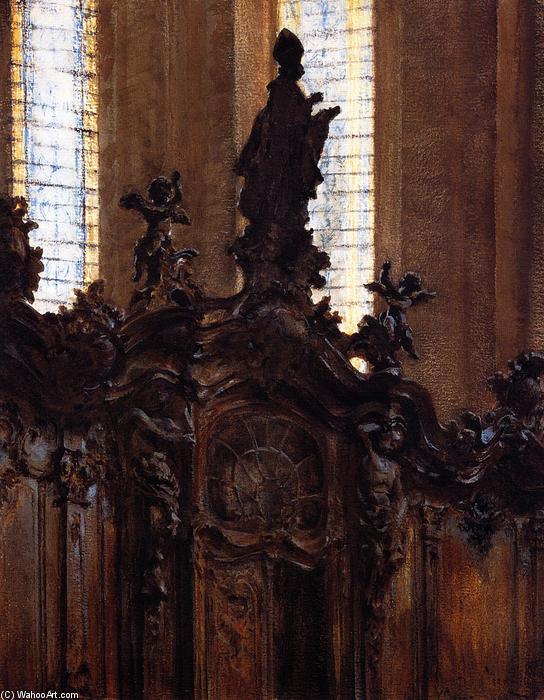 Wikioo.org - The Encyclopedia of Fine Arts - Painting, Artwork by Adolph Menzel - Choirstalls in Mainz Cathedral