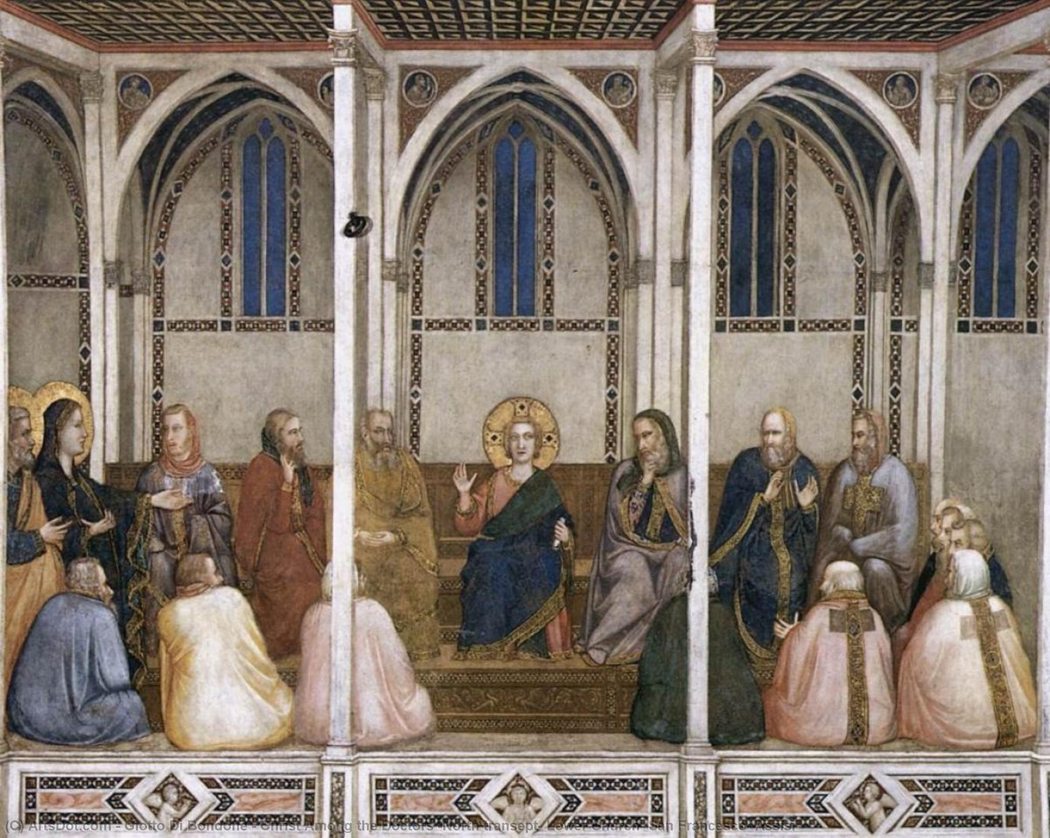 Wikioo.org - The Encyclopedia of Fine Arts - Painting, Artwork by Giotto Di Bondone - Christ Among the Doctors (North transept, Lower Church, San Francesco, Assisi)