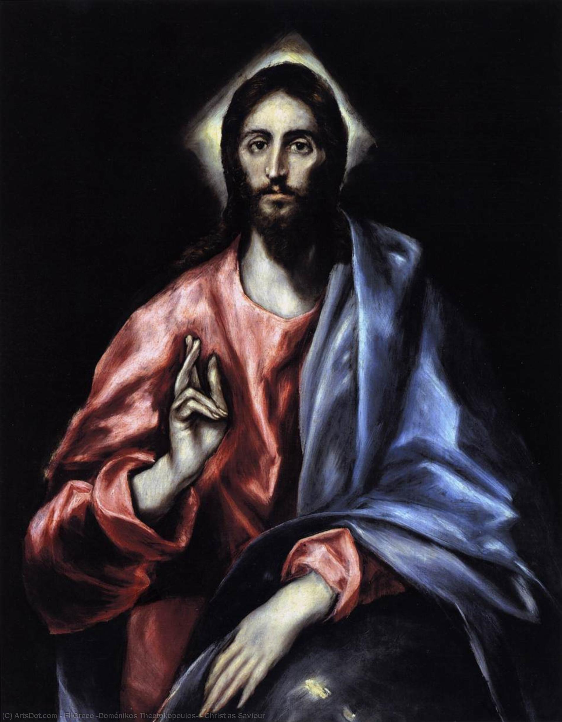 WikiOO.org - Энциклопедия изобразительного искусства - Живопись, Картины  El Greco (Doménikos Theotokopoulos) - Христос как Спаситель
