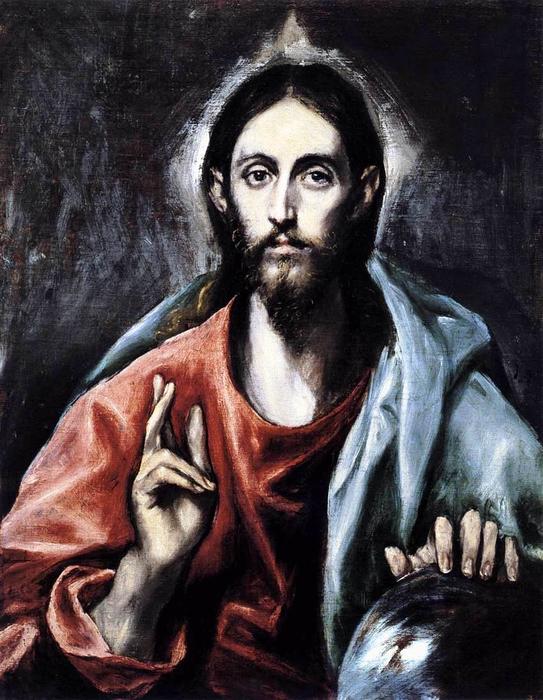 Wikioo.org – La Enciclopedia de las Bellas Artes - Pintura, Obras de arte de El Greco (Doménikos Theotokopoulos) - Cristo como Salvador