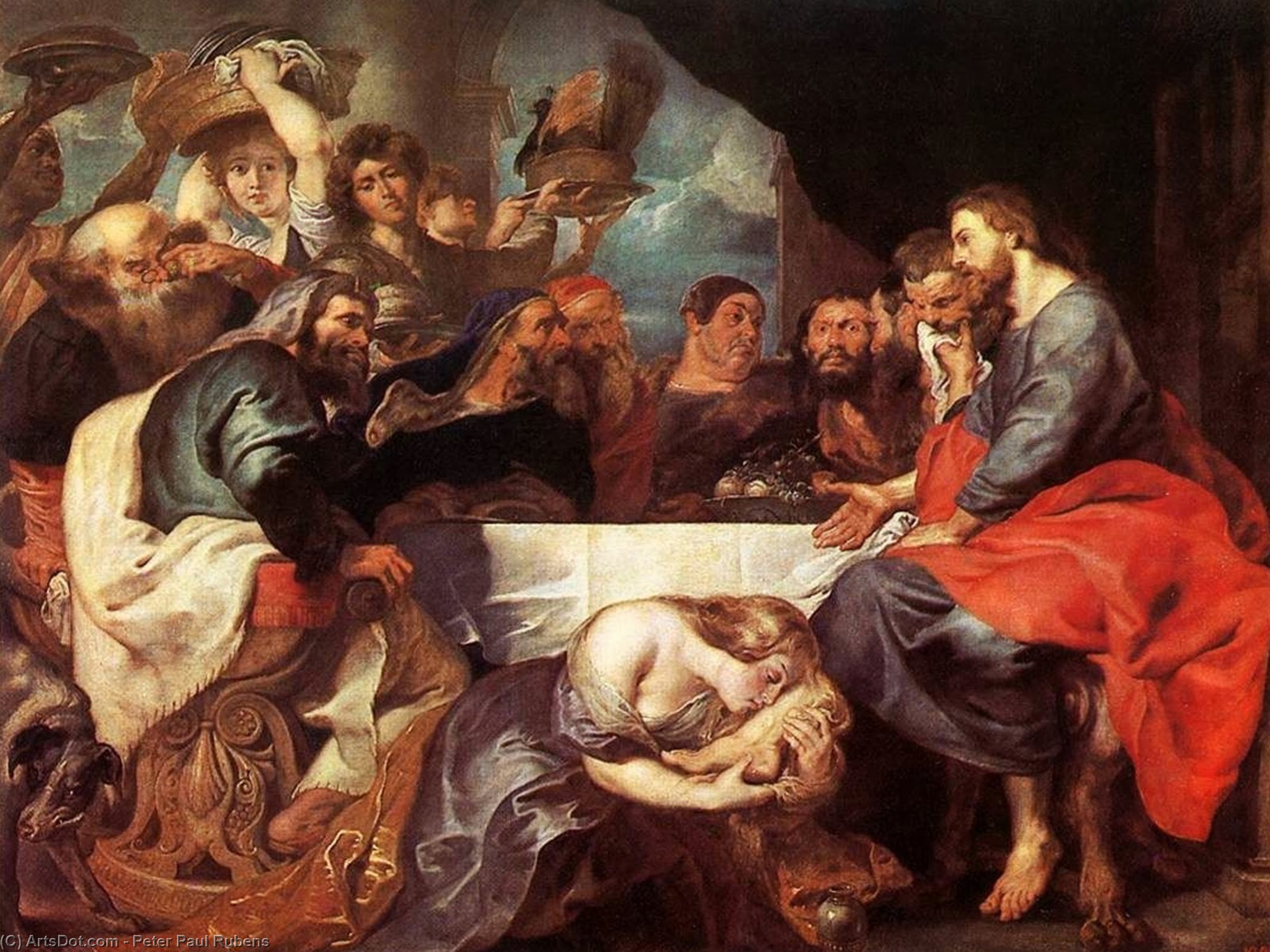 WikiOO.org - Enciklopedija dailės - Tapyba, meno kuriniai Peter Paul Rubens - Christ at Simon the Pharisee