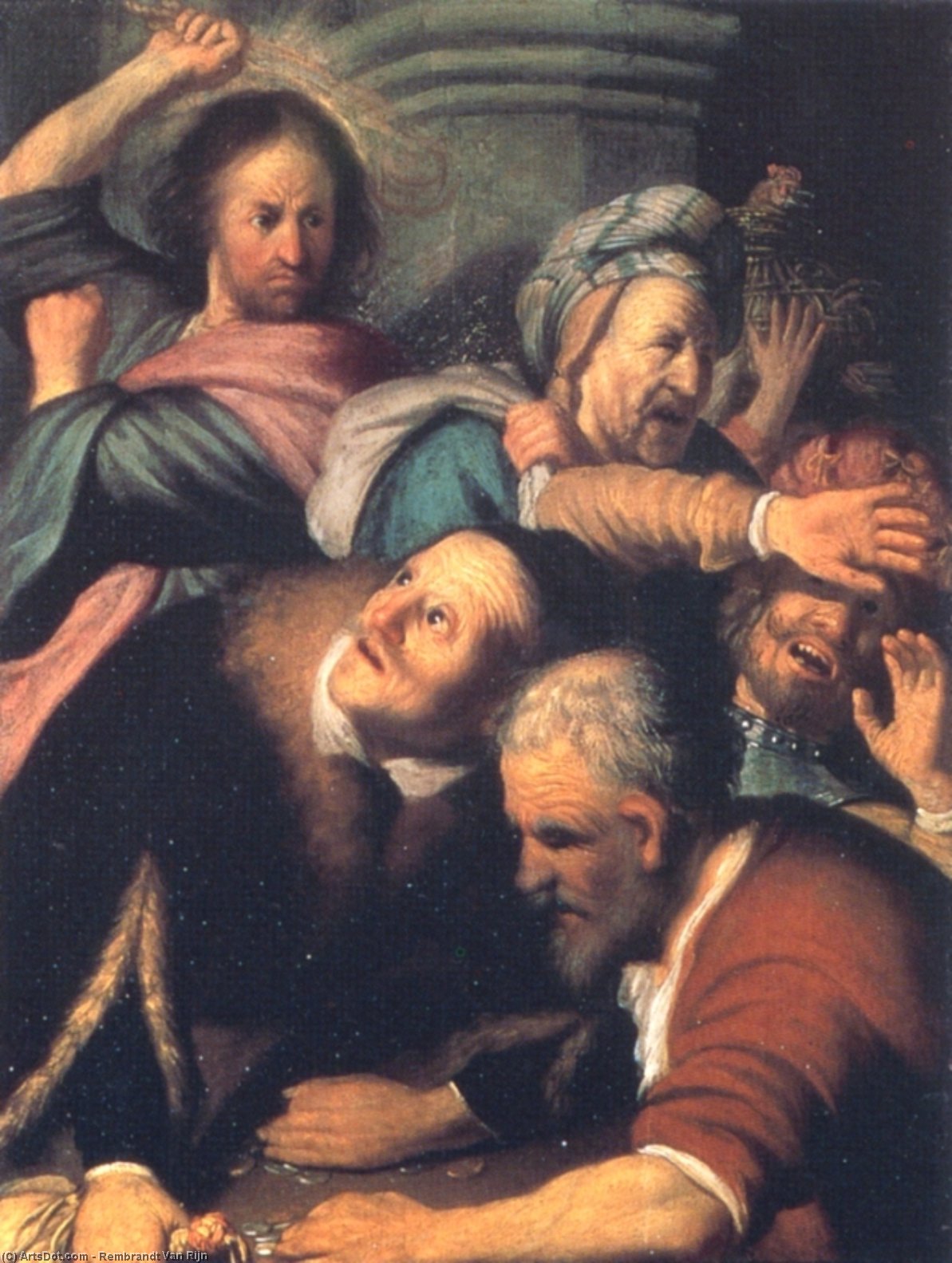 WikiOO.org – 美術百科全書 - 繪畫，作品 Rembrandt Van Rijn - 基督驾驶货币兑换从寺庙