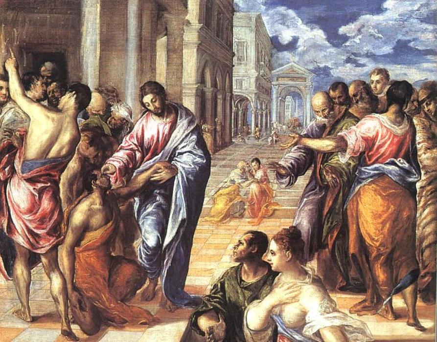 WikiOO.org - Encyclopedia of Fine Arts - Malba, Artwork El Greco (Doménikos Theotokopoulos) - Christ Healing the Blind