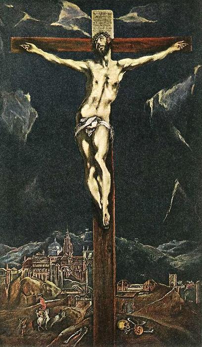 WikiOO.org - 백과 사전 - 회화, 삽화 El Greco (Doménikos Theotokopoulos) - Christ in Agony on the Cross