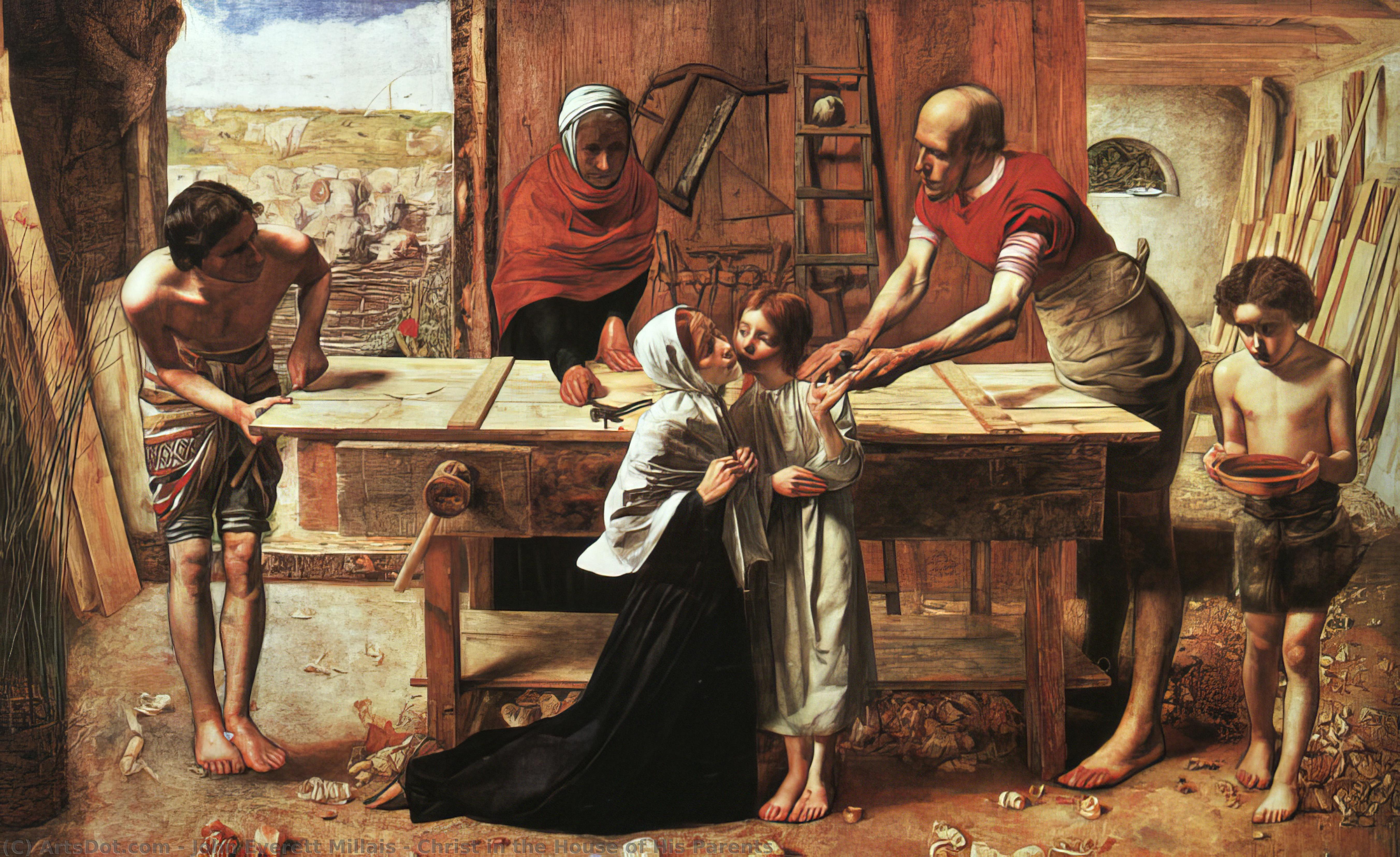 Wikioo.org - The Encyclopedia of Fine Arts - Painting, Artwork by John Everett Millais - Christ in the House of His Parents