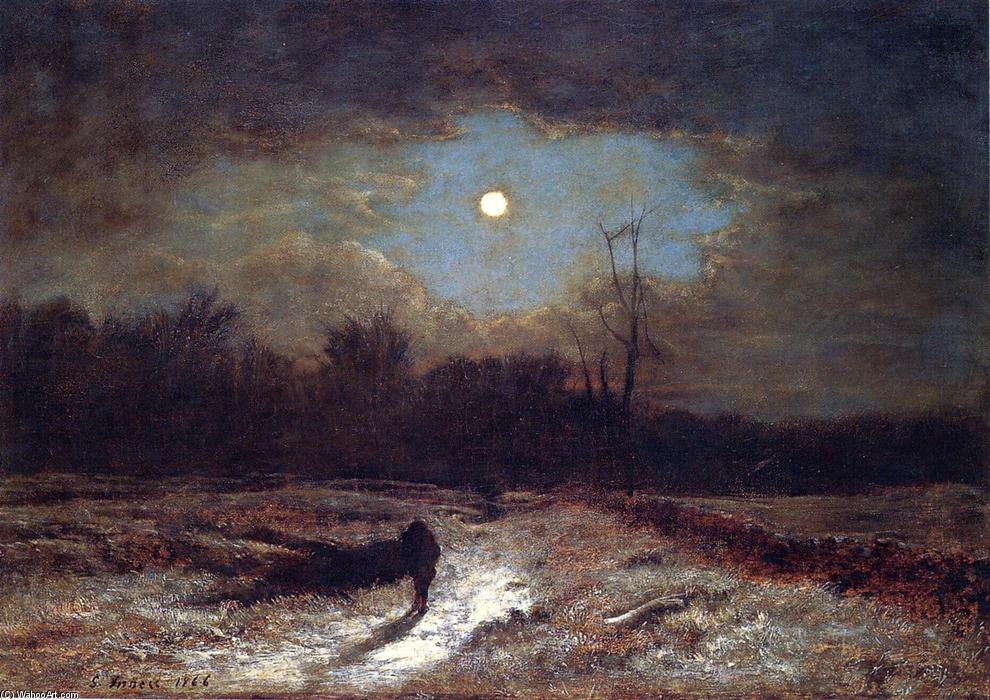 Wikioo.org - The Encyclopedia of Fine Arts - Painting, Artwork by George Inness - Christmas Eve (also known as Winter Moonlight)