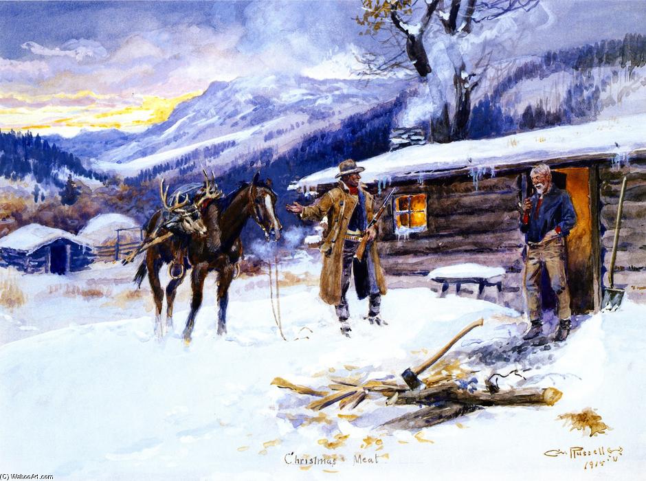 Wikioo.org - The Encyclopedia of Fine Arts - Painting, Artwork by Charles Marion Russell - Christmas Meat