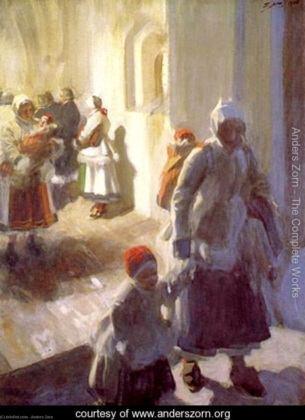 Wikioo.org - The Encyclopedia of Fine Arts - Painting, Artwork by Anders Leonard Zorn - Christmas Morning Service