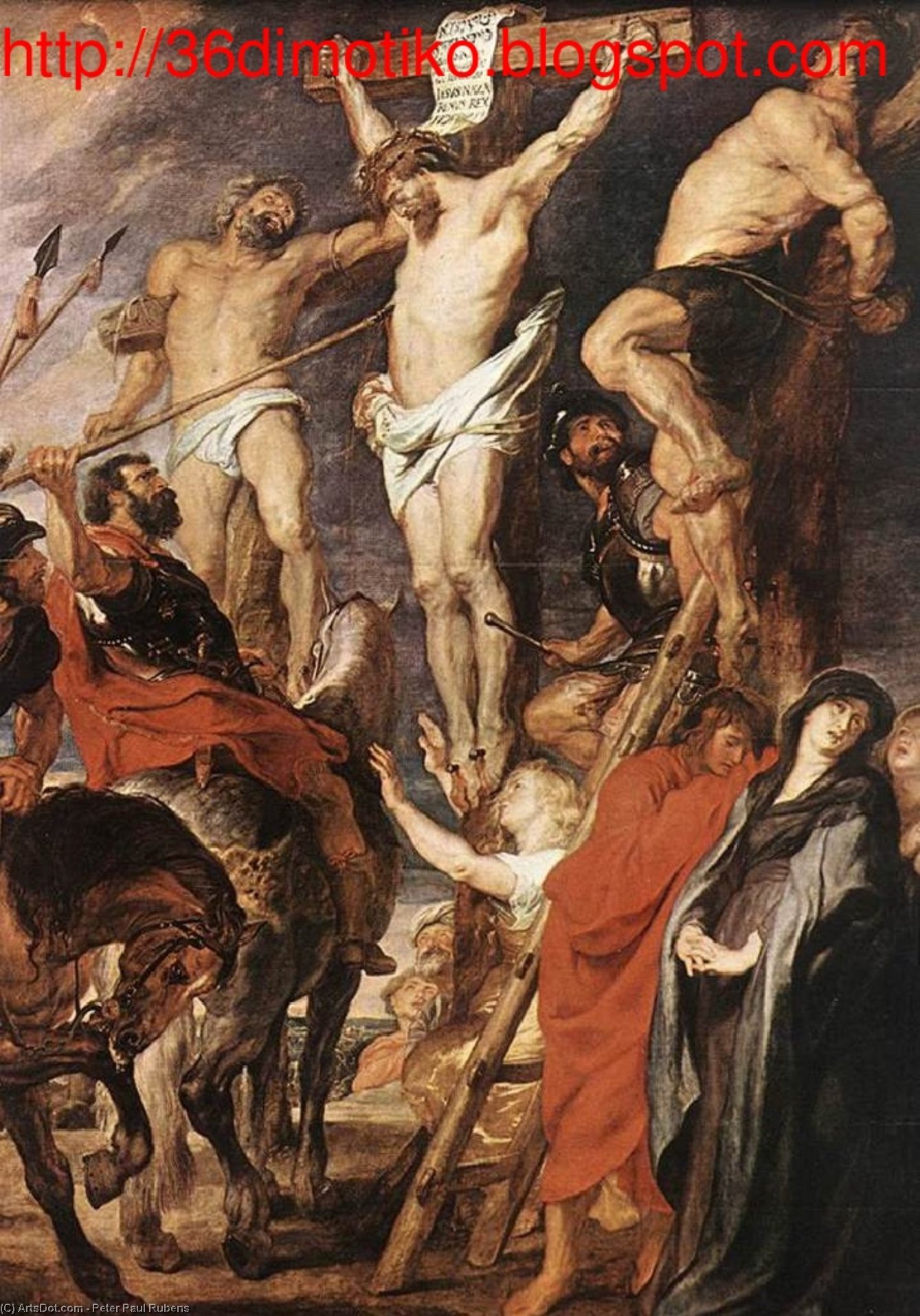 Wikioo.org – La Enciclopedia de las Bellas Artes - Pintura, Obras de arte de Peter Paul Rubens - cristo en el cruz entre  el  dos  Ladrones