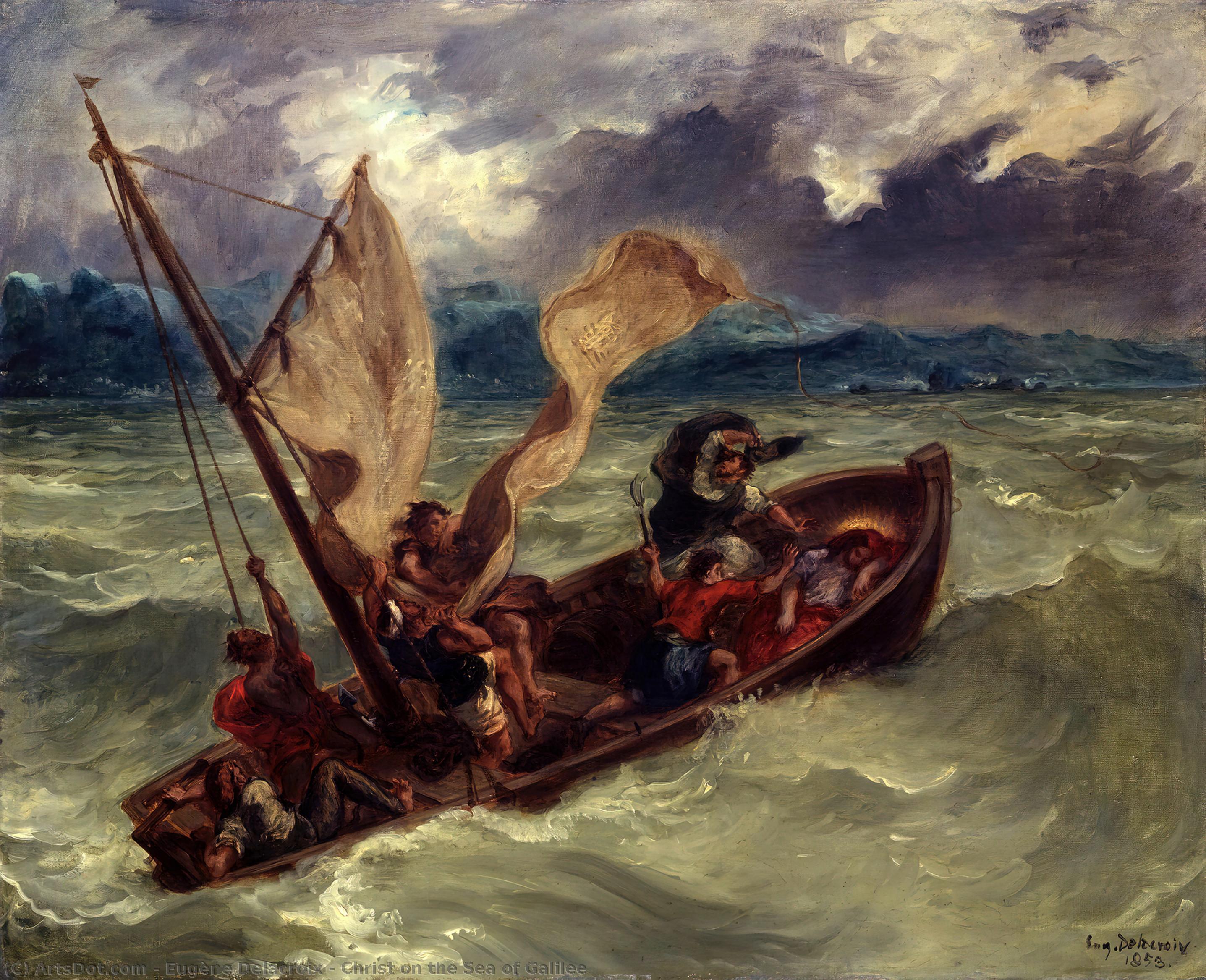 Wikioo.org – L'Enciclopedia delle Belle Arti - Pittura, Opere di Eugène Delacroix - cristo su dopodomani  mare  di  Galilea