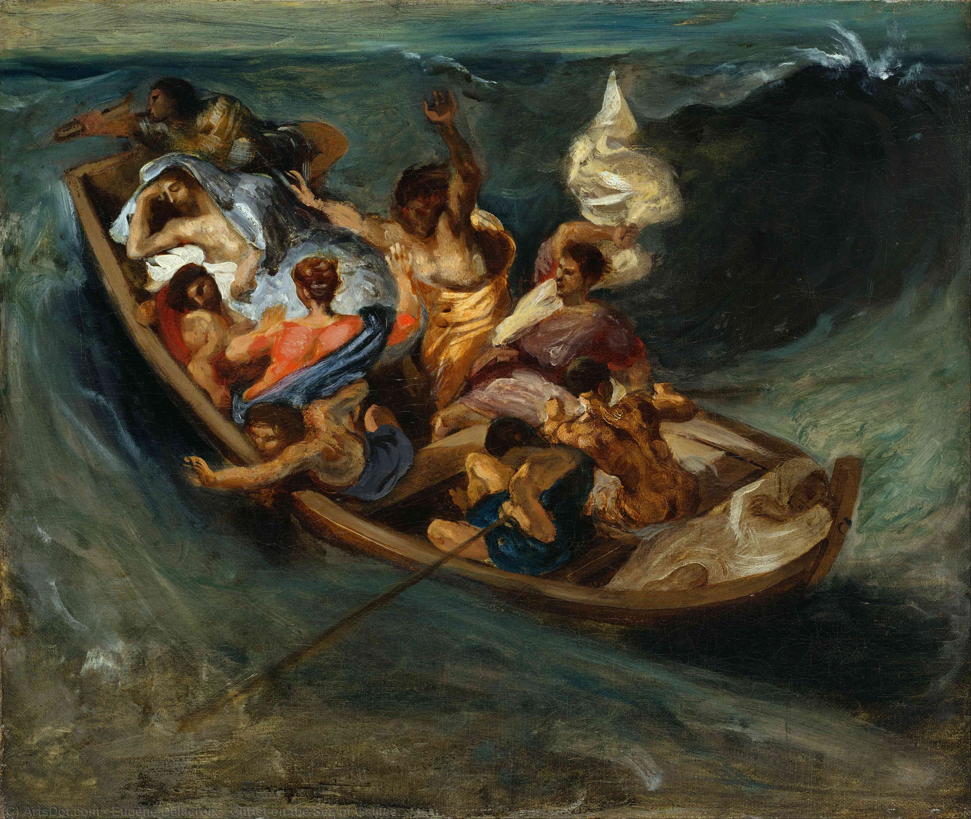 Wikioo.org – L'Encyclopédie des Beaux Arts - Peinture, Oeuvre de Eugène Delacroix - christ sur au  mer  de  Galilée
