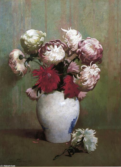 WikiOO.org - Enciklopedija dailės - Tapyba, meno kuriniai Soren Emil Carlsen - Chrysanthemums in a Canton Vase
