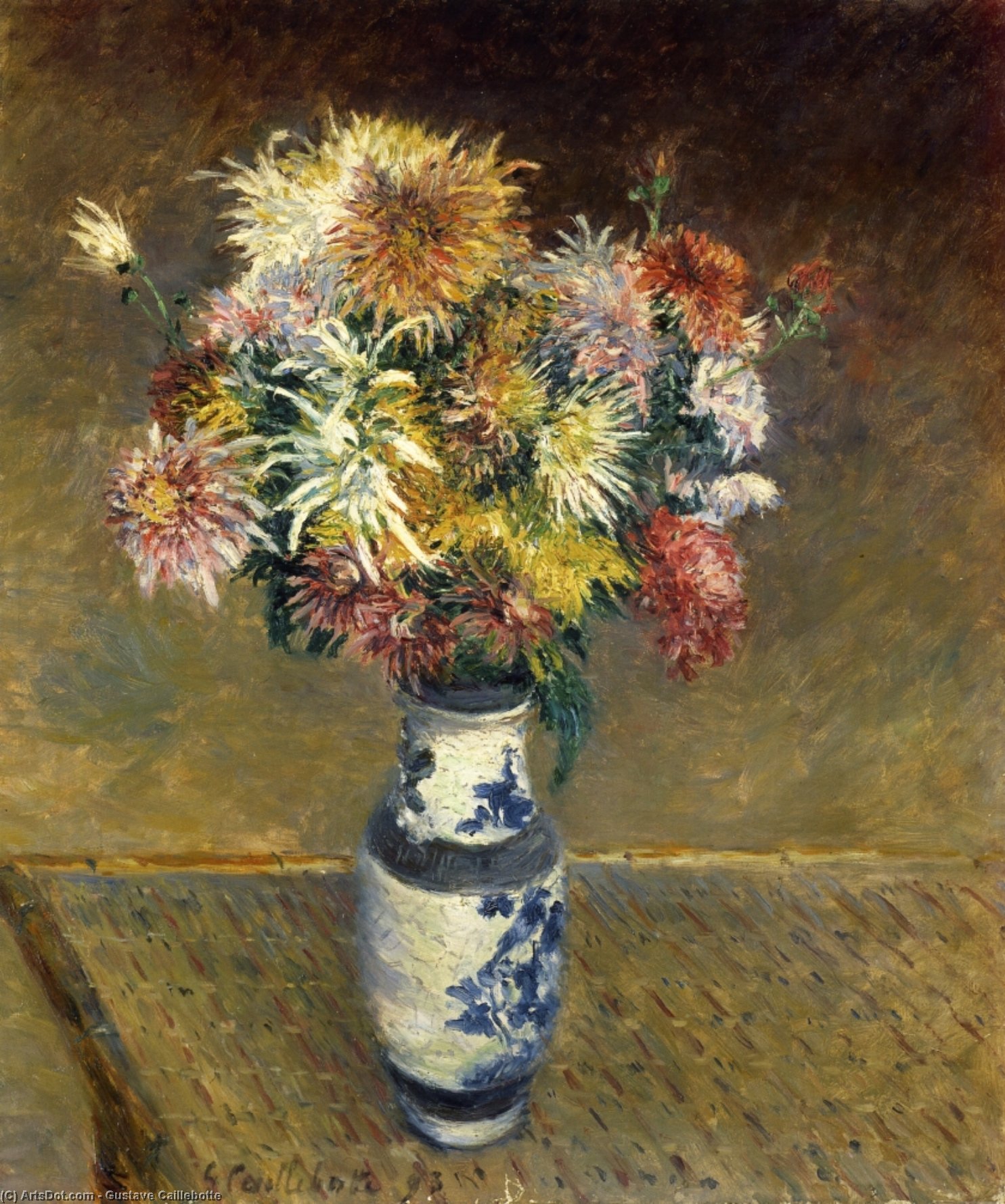 WikiOO.org – 美術百科全書 - 繪畫，作品 Gustave Caillebotte -  菊花  在 花瓶