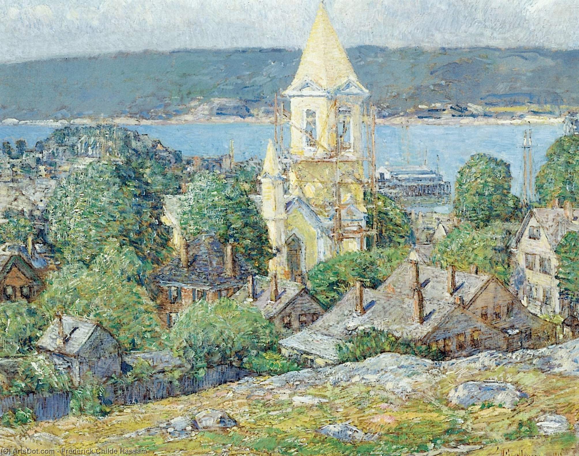 WikiOO.org - 백과 사전 - 회화, 삽화 Frederick Childe Hassam - Church at East Gloucester