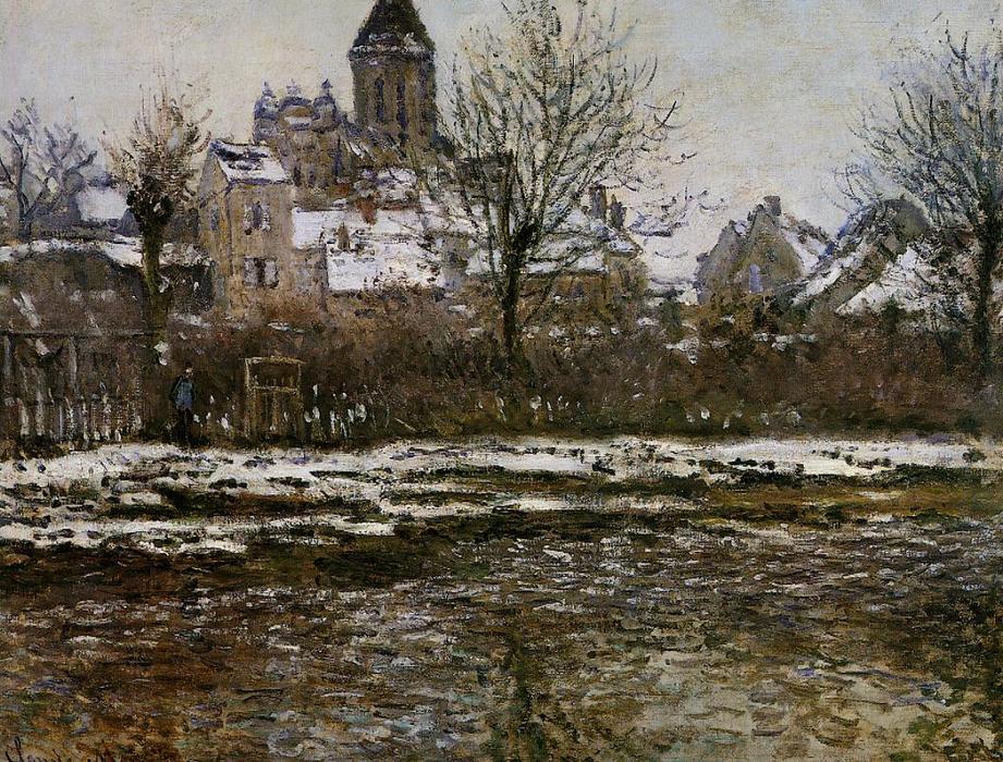 WikiOO.org - Enciclopédia das Belas Artes - Pintura, Arte por Claude Monet - The Church at Vetheuil, Snow