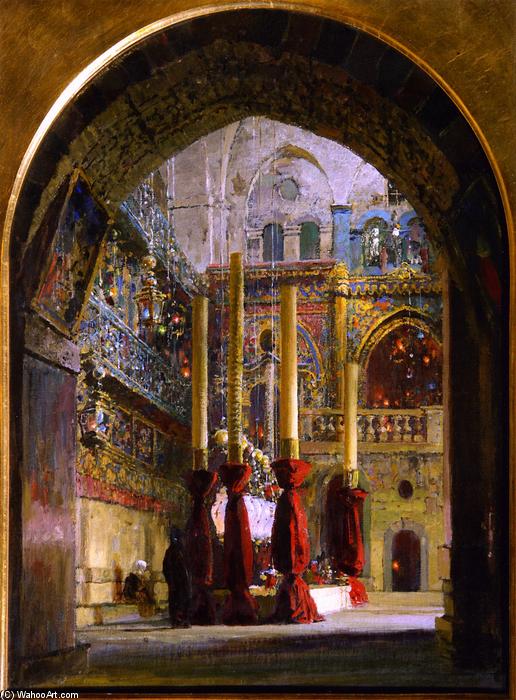 Wikioo.org - The Encyclopedia of Fine Arts - Painting, Artwork by Vasily Dmitrievich Polenov - Church of the Holy Sepulcher, Interior (study)