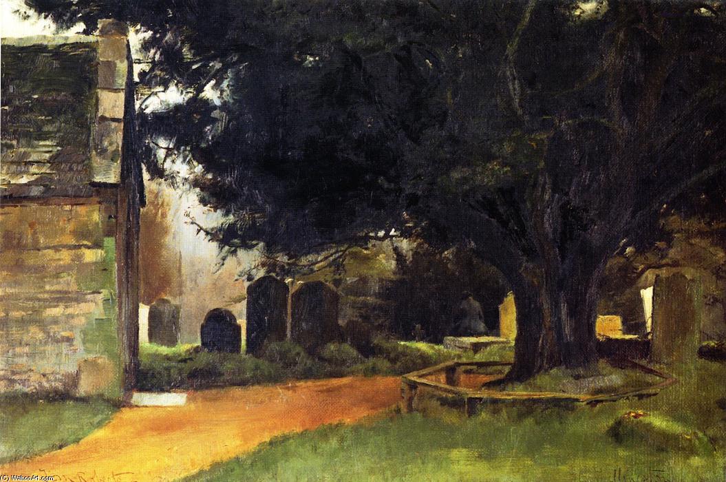 Wikioo.org - The Encyclopedia of Fine Arts - Painting, Artwork by Thomas William Roberts - Churchyard at Shillingstone