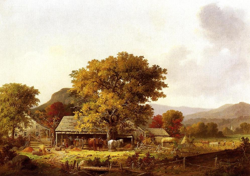 Wikioo.org - The Encyclopedia of Fine Arts - Painting, Artwork by George Henry Durrie - Cider Making in the Country