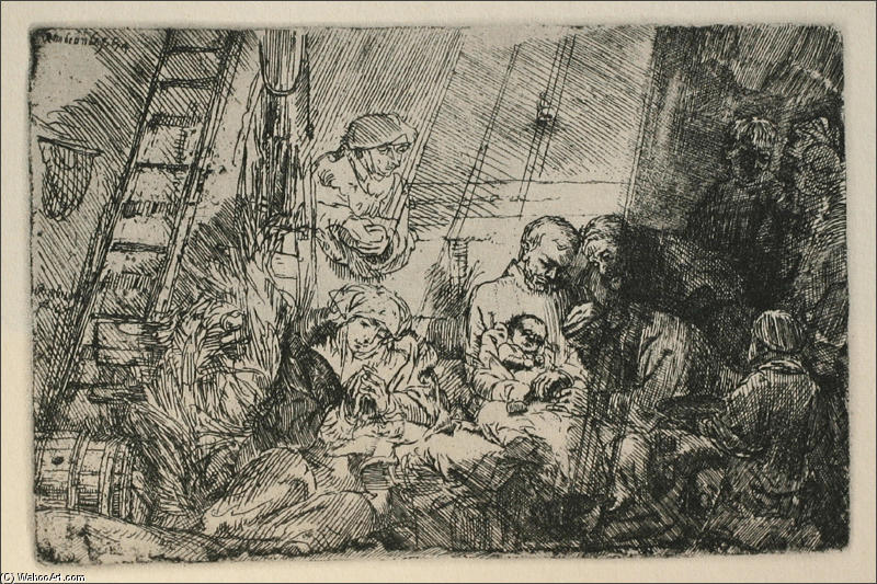 WikiOO.org - Encyclopedia of Fine Arts - Lukisan, Artwork Rembrandt Van Rijn - The Circumcision, With a Cask and Net