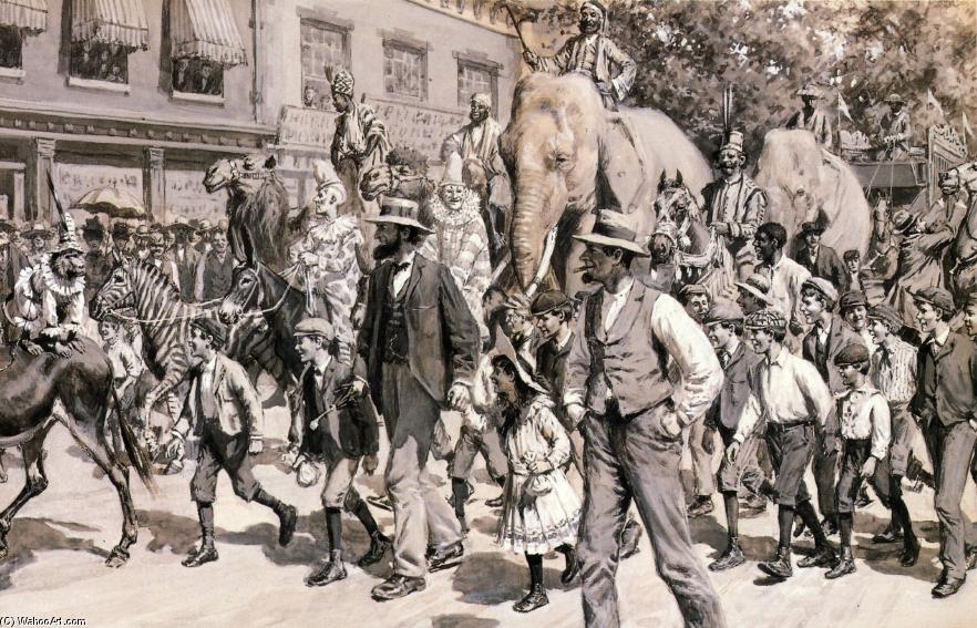 WikiOO.org - Encyclopedia of Fine Arts - Festés, Grafika Arthur Burdett Frost - The Circus is in Town