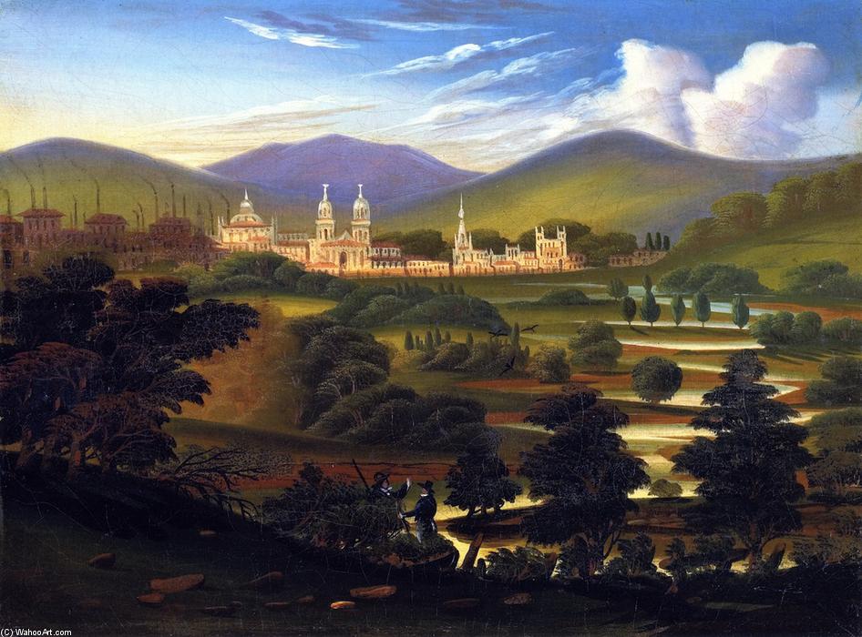 Wikioo.org - The Encyclopedia of Fine Arts - Painting, Artwork by Thomas Chambers - City in a River Valley [Springfield, Massachusetts]