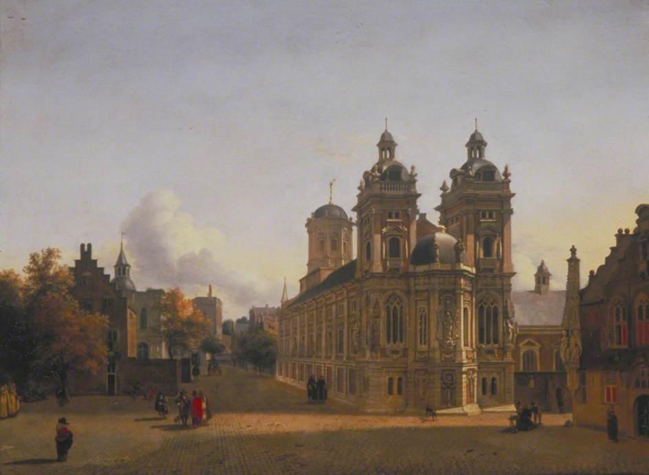 Wikioo.org - The Encyclopedia of Fine Arts - Painting, Artwork by Jan Van Der Heyden - Cityscape with a Church and a Square