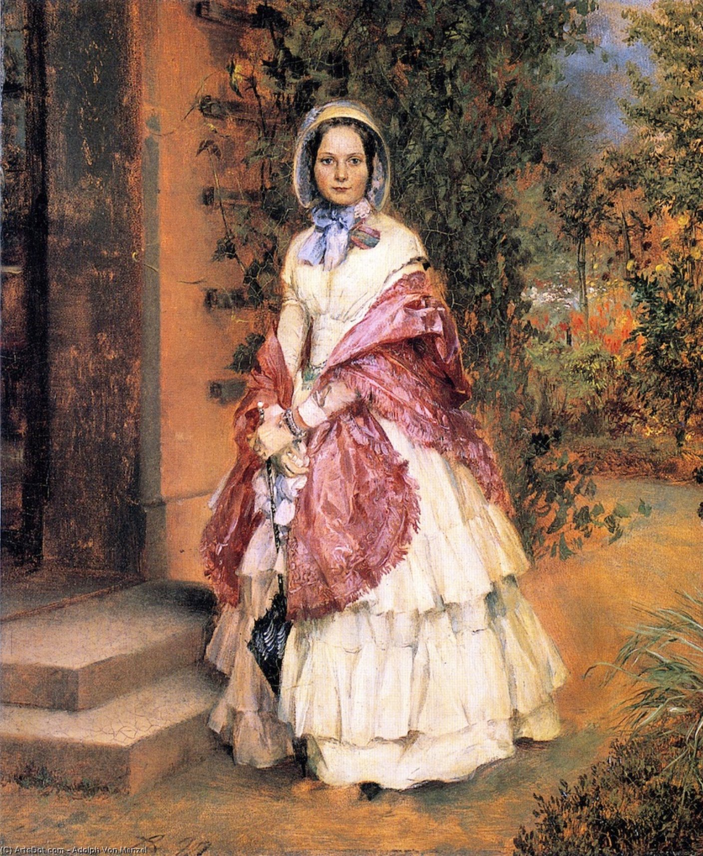 Wikioo.org - The Encyclopedia of Fine Arts - Painting, Artwork by Adolph Menzel - Clara Ilger, later Frau Schmidt von Knobelsdorf