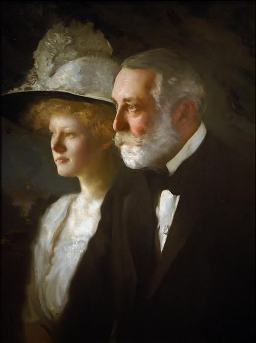 Wikioo.org - The Encyclopedia of Fine Arts - Painting, Artwork by Edmund Charles Tarbell - Clay Frick with his daughter,Helen Clay Frick