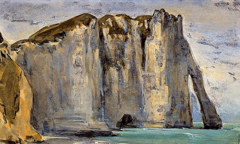 Wikioo.org - Bách khoa toàn thư về mỹ thuật - Vẽ tranh, Tác phẩm nghệ thuật Eugène Delacroix - Cliff at Etretat