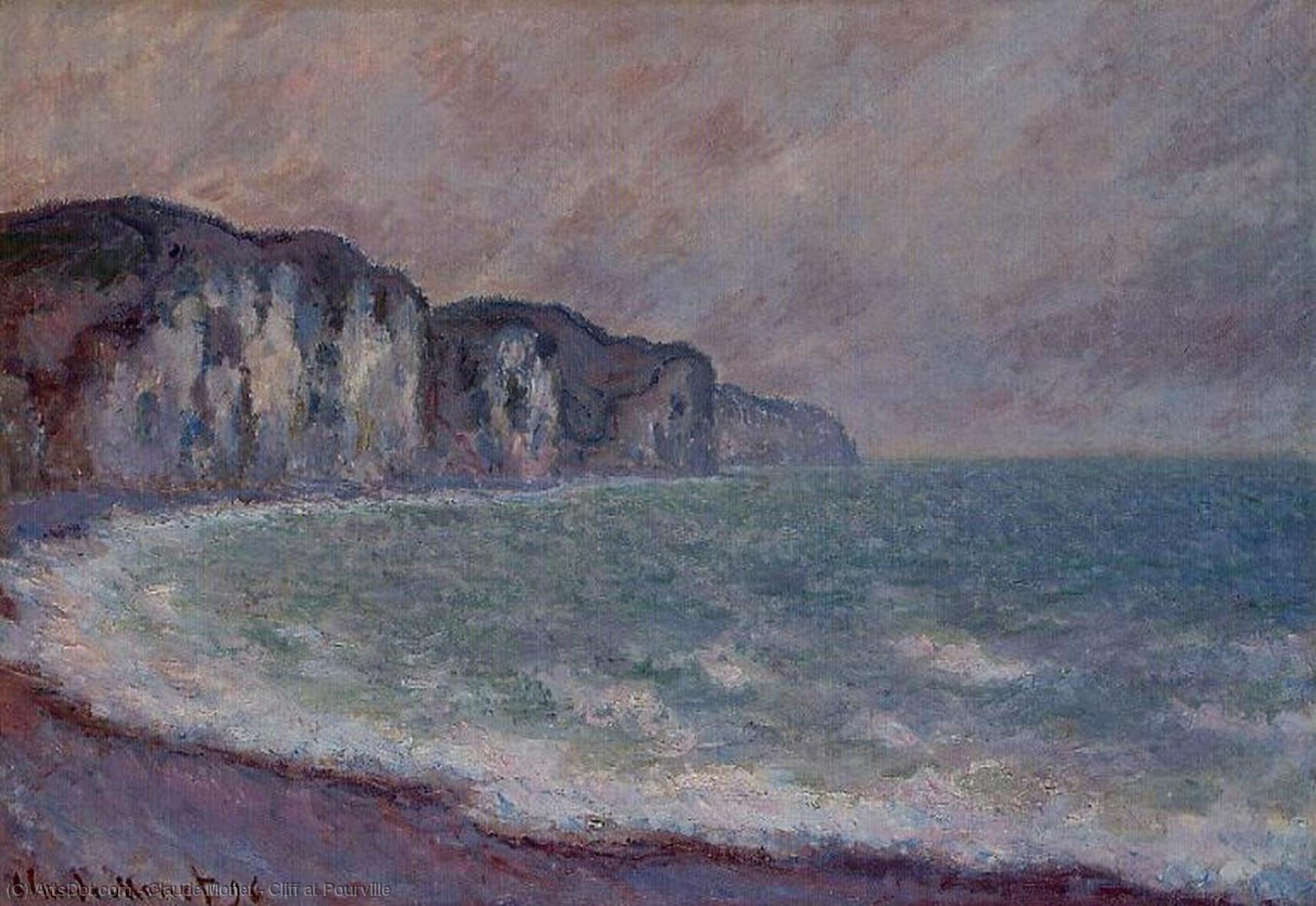 Wikioo.org - สารานุกรมวิจิตรศิลป์ - จิตรกรรม Claude Monet - Cliff at Pourville