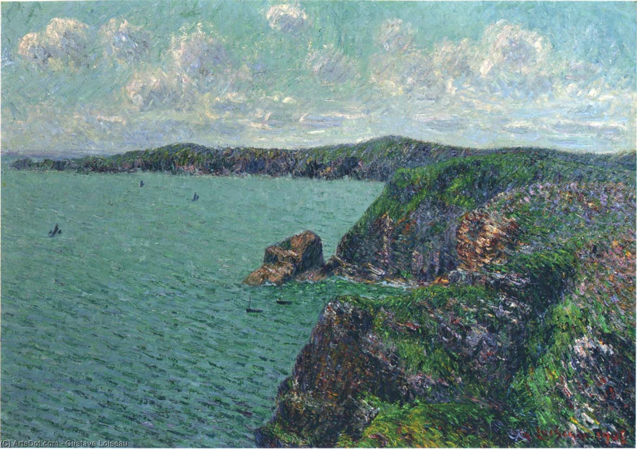 WikiOO.org - Encyclopedia of Fine Arts - Maalaus, taideteos Gustave Loiseau - Cliffs at Cap Frehel