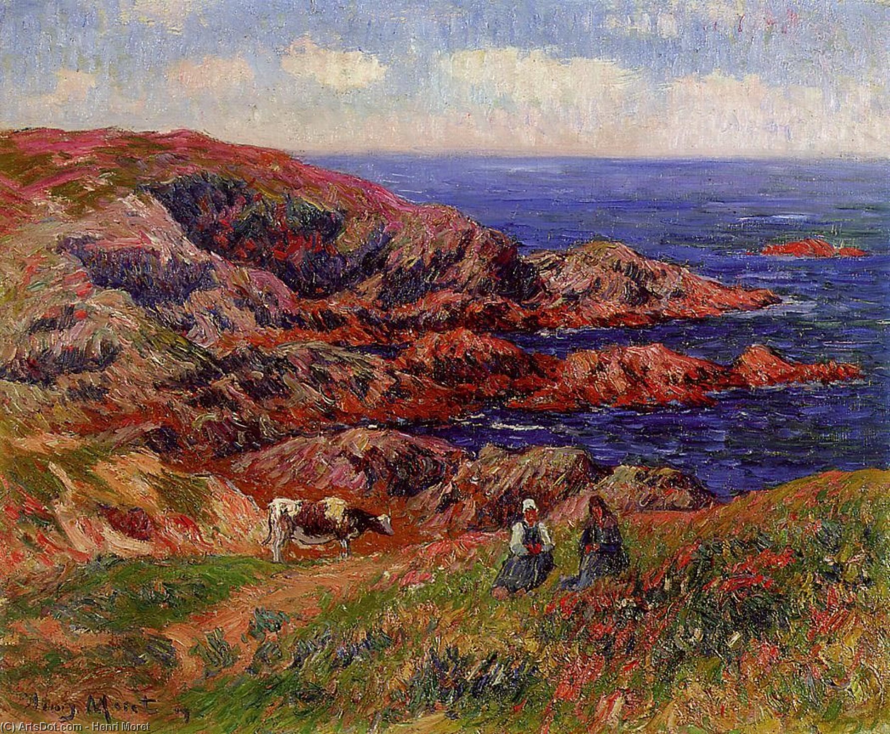 Wikioo.org - The Encyclopedia of Fine Arts - Painting, Artwork by Henri Moret - Cliffs at Kerserol, Finistere
