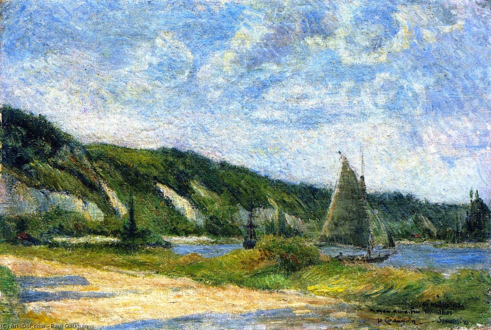 WikiOO.org - Encyclopedia of Fine Arts - Lukisan, Artwork Paul Gauguin - Cliffs at La Bouille