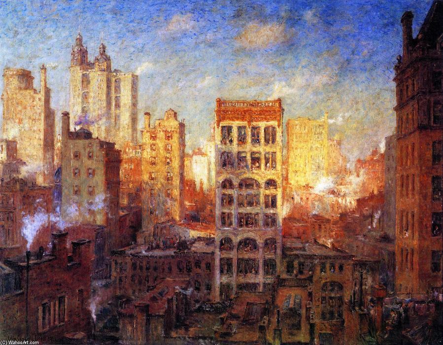 Wikioo.org – La Enciclopedia de las Bellas Artes - Pintura, Obras de arte de Colin Campbell Cooper - Acantilados de Manhattan