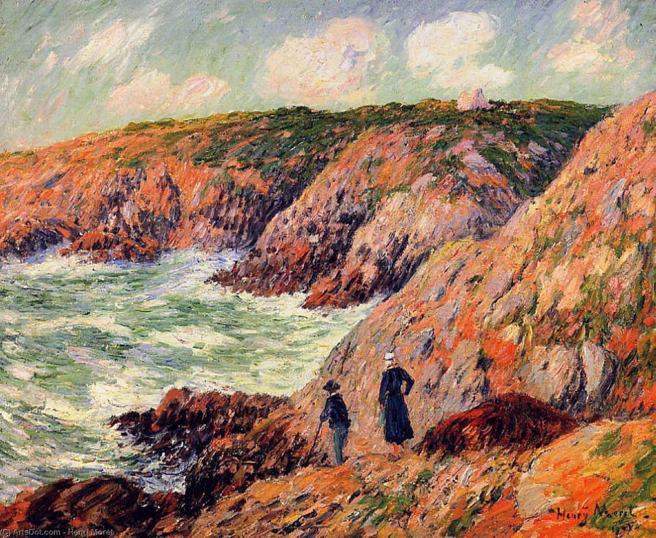 Wikioo.org - The Encyclopedia of Fine Arts - Painting, Artwork by Henri Moret - Cliffs of Moellan, Finistere