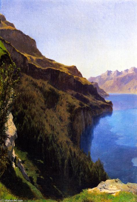 Wikioo.org - The Encyclopedia of Fine Arts - Painting, Artwork by Alexandre Calame - Cliffs of Seelisberg, Lake Lucern