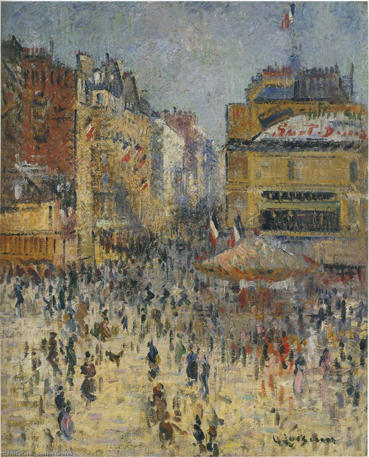 Wikioo.org - The Encyclopedia of Fine Arts - Painting, Artwork by Gustave Loiseau - Clignacourt Street in Paris