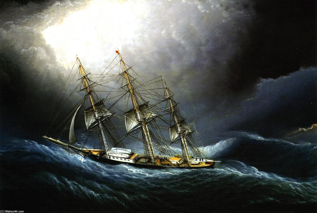 WikiOO.org - Encyclopedia of Fine Arts - Maleri, Artwork James Edward Buttersworth - Clipper Ship at Cape Horn