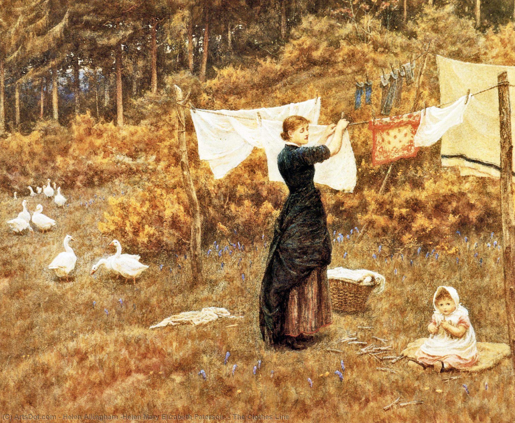 Wikioo.org - The Encyclopedia of Fine Arts - Painting, Artwork by Helen Allingham (Helen Mary Elizabeth Paterson) - The Clothes Line