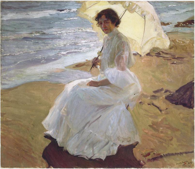 Wikioo.org - The Encyclopedia of Fine Arts - Painting, Artwork by Joaquin Sorolla Y Bastida - Clotilde at the Beach