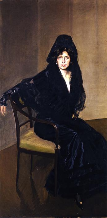 WikiOO.org - Encyclopedia of Fine Arts - Lukisan, Artwork Joaquin Sorolla Y Bastida - Clotilde in Black