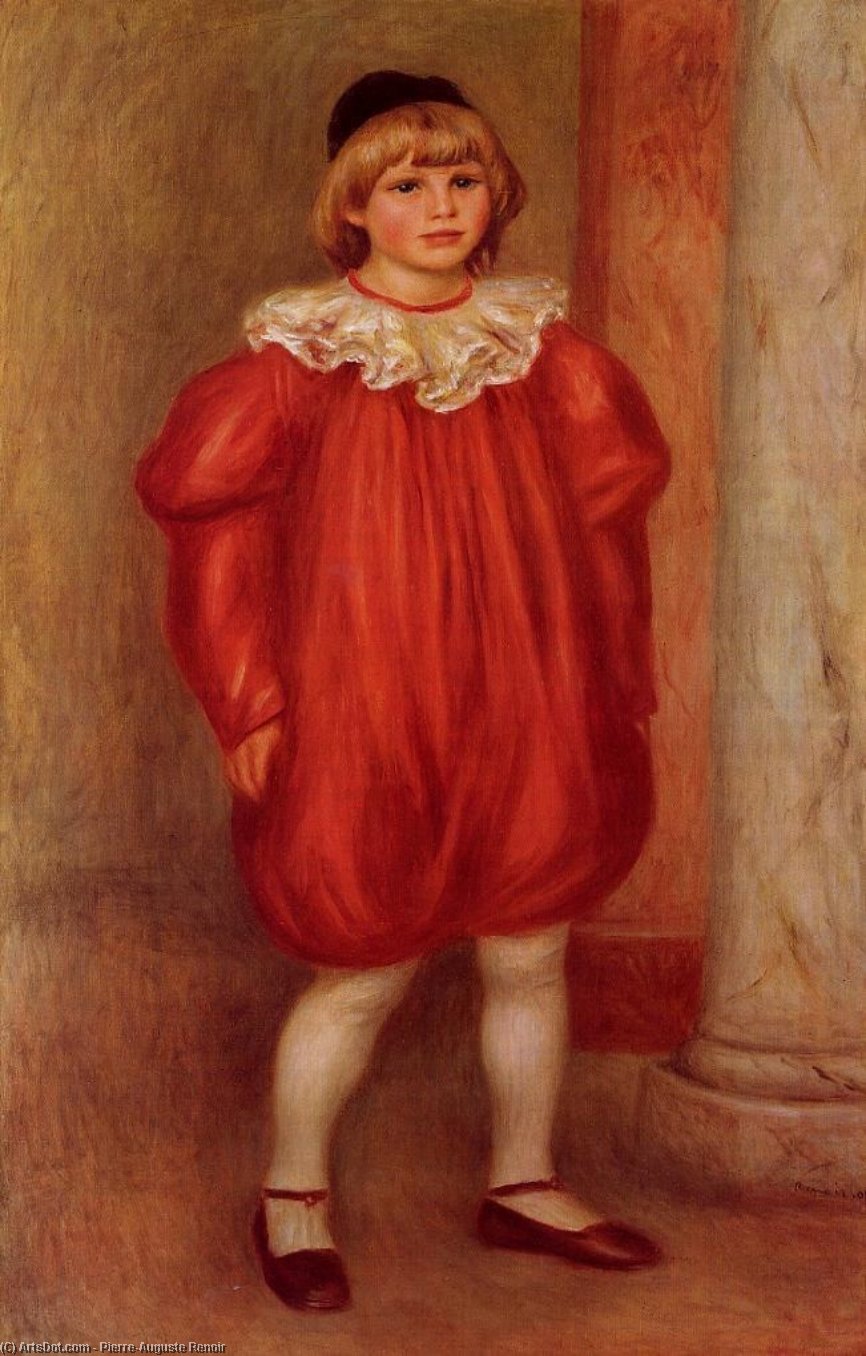 Wikioo.org - Die Enzyklopädie bildender Kunst - Malerei, Kunstwerk von Pierre-Auguste Renoir - der clown ( auch bekannt als claude ranoir im clownkostüm bekannt )