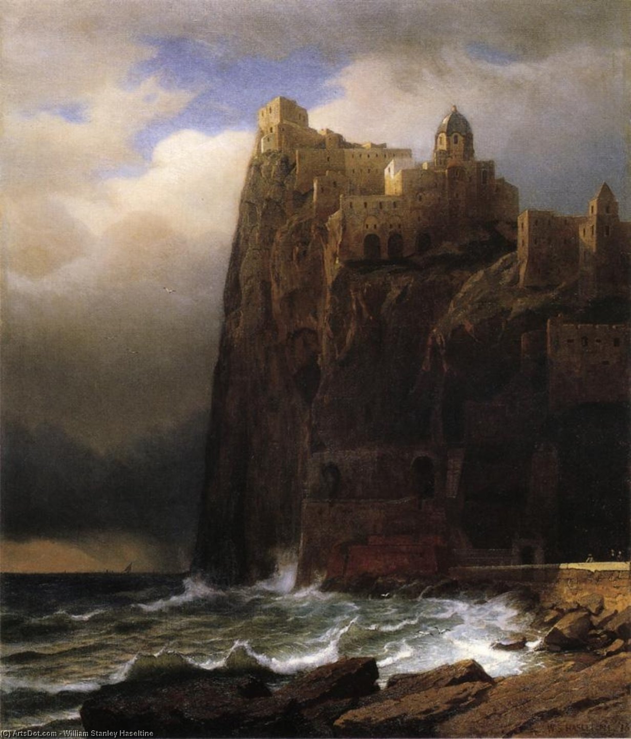 Wikioo.org - The Encyclopedia of Fine Arts - Painting, Artwork by William Stanley Haseltine - Coastal Cliffs (also known as Ischia)