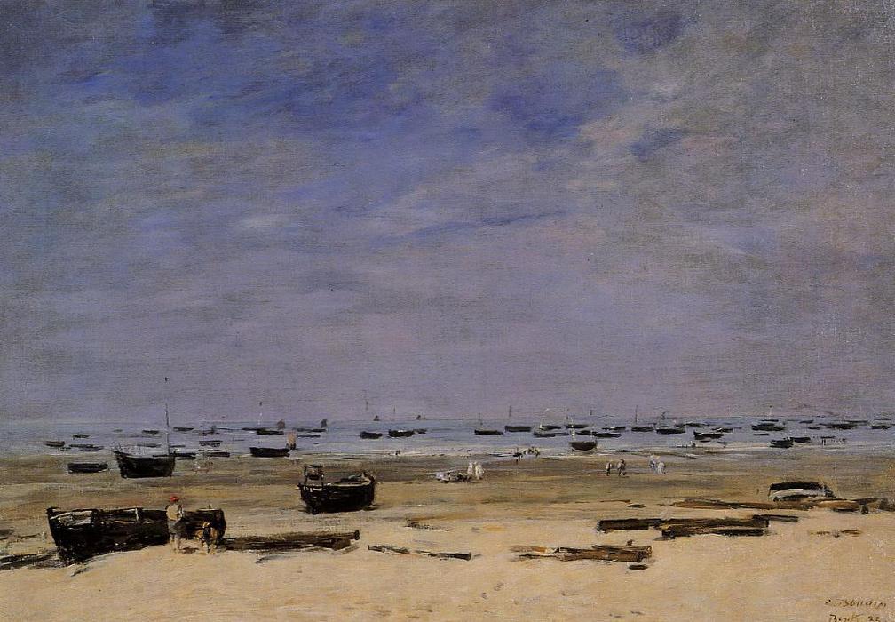 Wikioo.org - The Encyclopedia of Fine Arts - Painting, Artwork by Eugène Louis Boudin - The Coastline at Berck at Low Tide