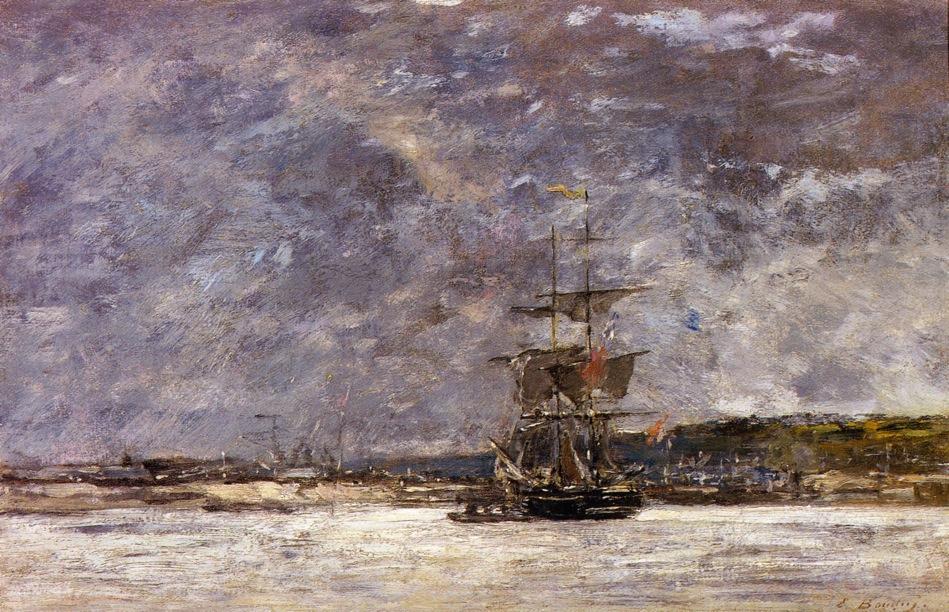 Wikioo.org - The Encyclopedia of Fine Arts - Painting, Artwork by Eugène Louis Boudin - The Coast of Brest on the Bay (also known as Estuary near Camaret)