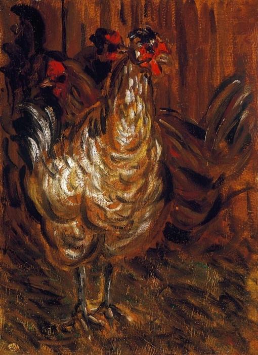 Wikioo.org - The Encyclopedia of Fine Arts - Painting, Artwork by Jozsef Rippl Ronai - Cock and Hens